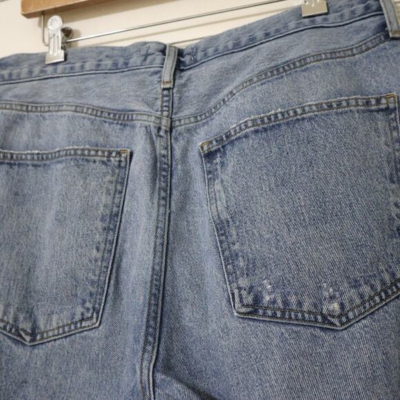 AGOLDE 90s Mid Rise Loose Fit Medium Wash Destroyed Button Fly Straight Jeans 30 - Picture 7 of 7